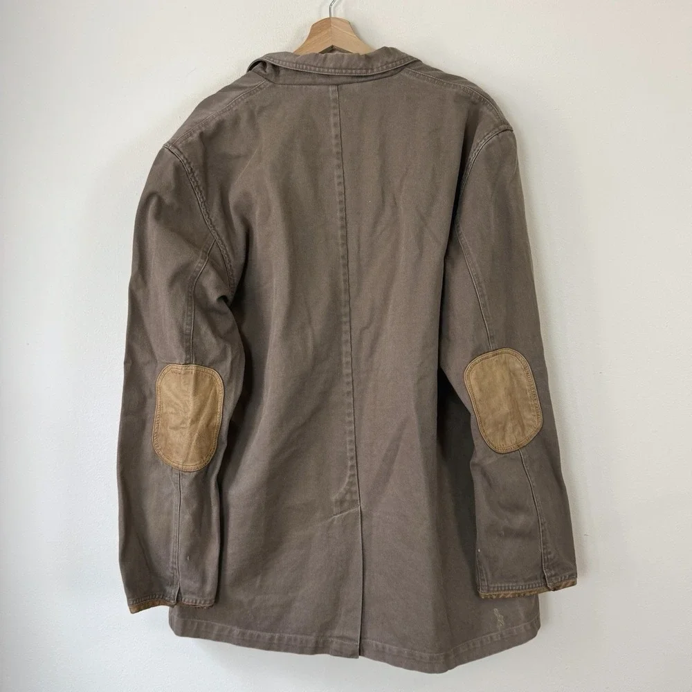 Vintage Orvis Chore Barn Field Elbow Patches Khaki Tan Outdoors Jacket - Large